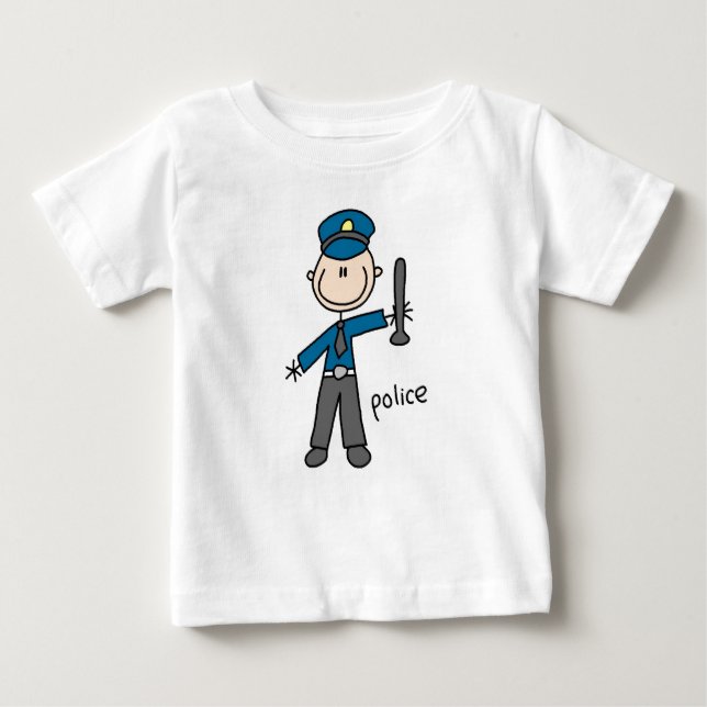Camiseta De Bebé Figura de palo de oficial de policía (Anverso)