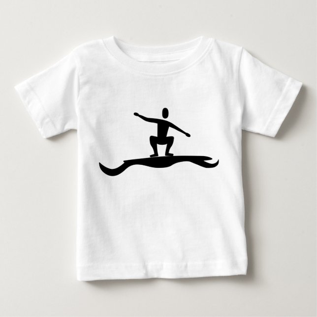 Camiseta De Bebé Figura de Surfing - Negro (Anverso)