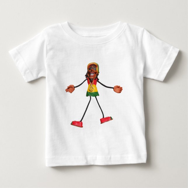 Camiseta De Bebé Figura del palillo de Rasta con el signo de la paz (Anverso)
