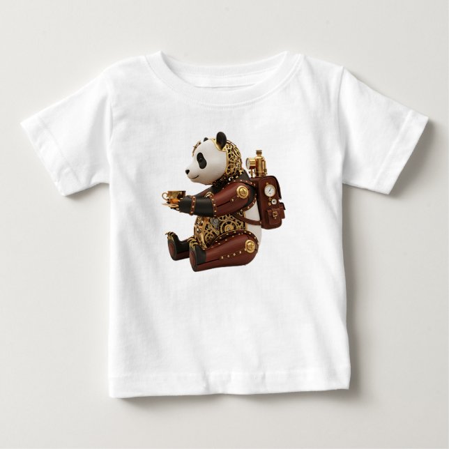 Camiseta De Bebé Figura mecánica de panda de latón steampunk (Anverso)