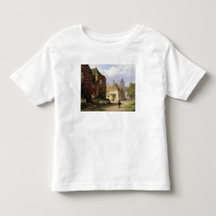 Camiseta De Bebé Figure antes de una iglesia de ladrillo en una