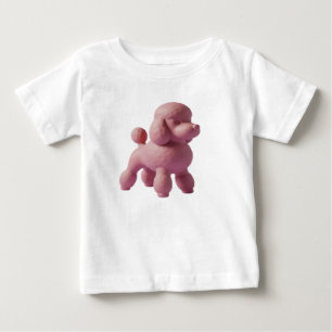 Camiseta De Bebé Figurita de perro Caniche rosa minimalista