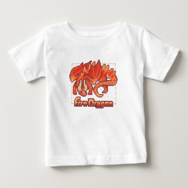 Camiseta De Bebé Fire dragon, pixel art (Anverso)