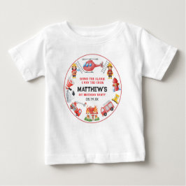 Camiseta De Bebé Firetrucks Boy 1st Birthday | Cute Little party