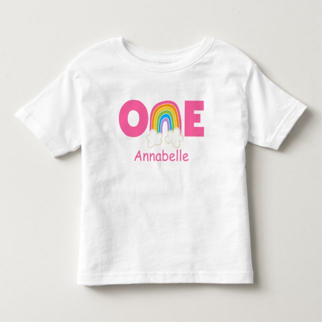 Camiseta De Bebé First Birthday T-Shirt Rainbow pinks (Anverso)