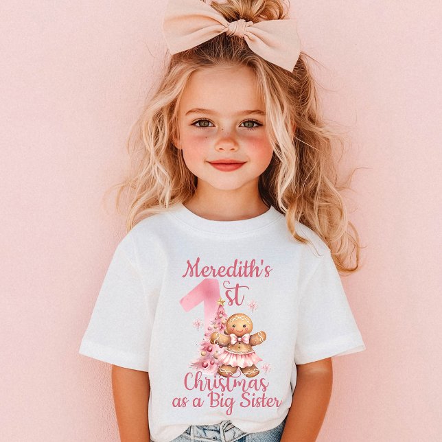 Camiseta De Bebé First Christmas as Big Sister Name Gingerbread (Subido por el creador)