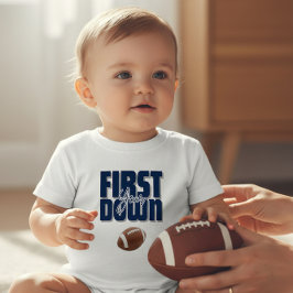 Camiseta De Bebé First Year Football First Down Navy Blue T-Shirt