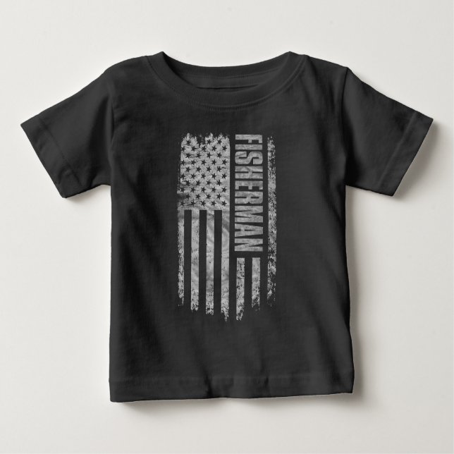 Camiseta De Bebé Fisherman USA Flag Distressed design (Anverso)