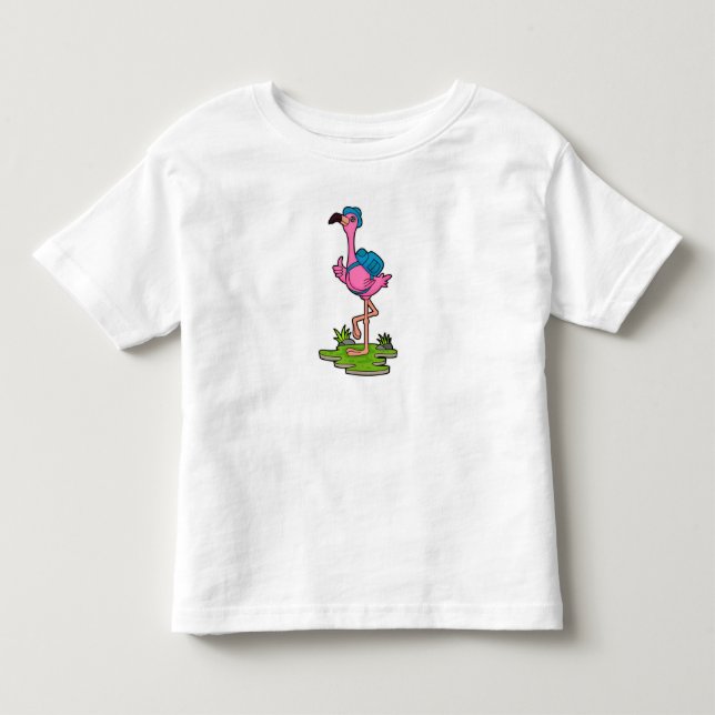Camiseta De Bebé Flamenco como excursionista con mochila (Anverso)