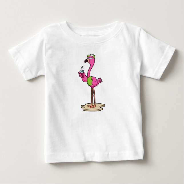 Camiseta De Bebé Flamenco con gafas de sol y gorra (Anverso)