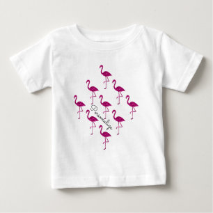 Camiseta De Bebé Flamenco rosa brillante purpurina brilla Personali