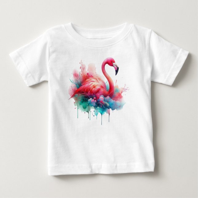 Camiseta De Bebé Flamenco Rosa Sublimación (Anverso)