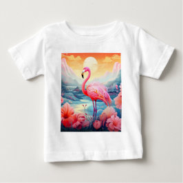 Camiseta De Bebé Flamenco Tropical con Flores