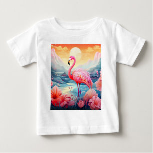 Camiseta De Bebé Flamenco Tropical con Flores