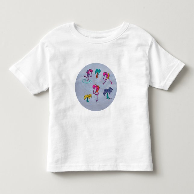 Camiseta De Bebé Flamingo Beach Toddler T Shirt (Anverso)