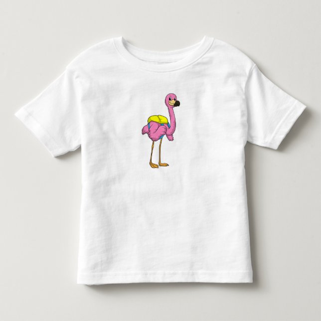 Camiseta De Bebé Flamingo como alumno con bolso escolar (Anverso)