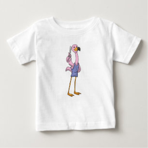 Camiseta De Bebé Flamingo como estilista de pelo con tijeras