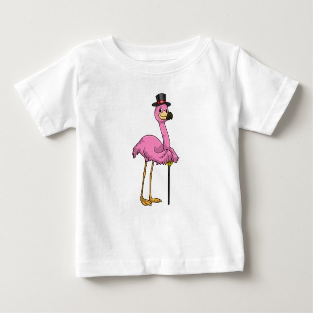 Camiseta De Bebé Flamingo como pensionista con palo (Anverso)