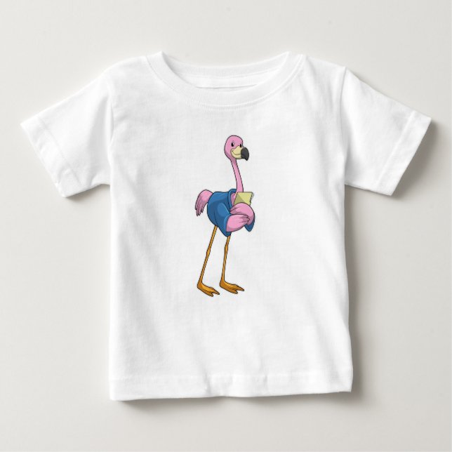 Camiseta De Bebé Flamingo como secretario con Notepad (Anverso)