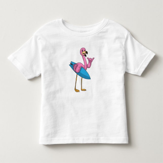 Camiseta De Bebé Flamingo como surfista con Surfboard (Anverso)