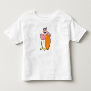 Camiseta De Bebé Flamingo como surfista con Surfboard.PNG