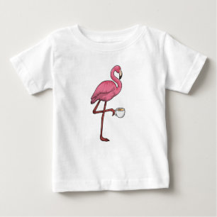 Camiseta De Bebé Flamingo con Copa de Café