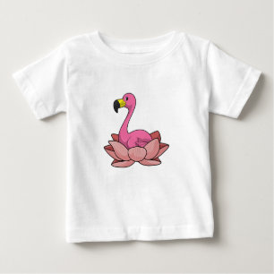 Camiseta De Bebé Flamingo con flores de Lotus