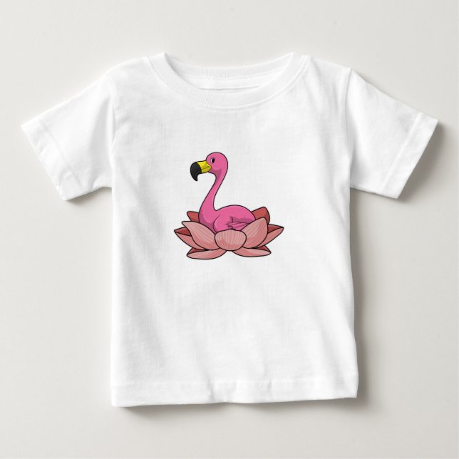 Camiseta De Bebé Flamingo con flores de Lotus (Anverso)