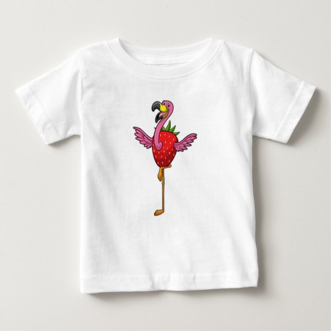 Camiseta De Bebé Flamingo con fresa (Anverso)