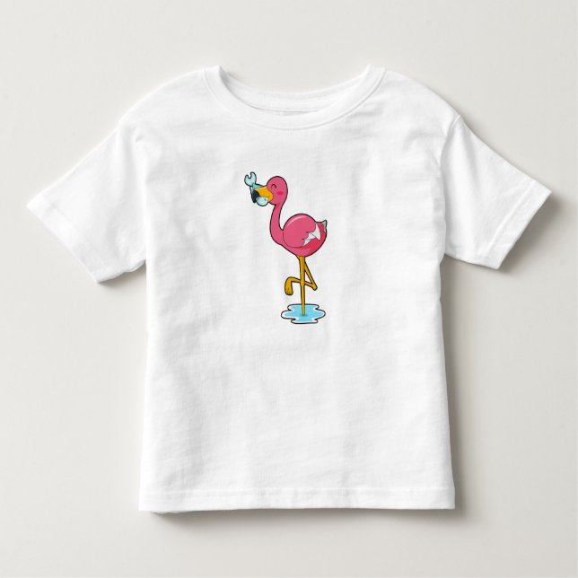 Camiseta De Bebé Flamingo con pescado (Anverso)