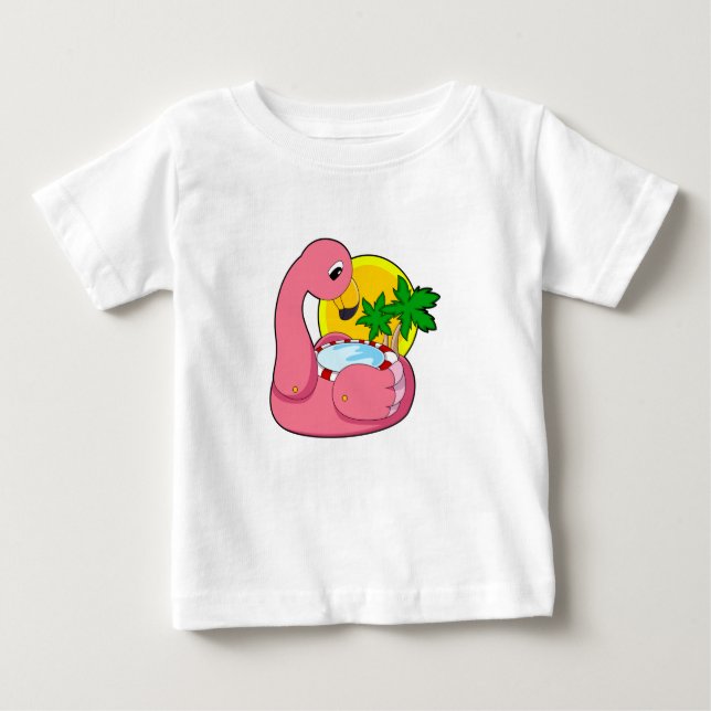 Camiseta De Bebé Flamingo con piscina (Anverso)