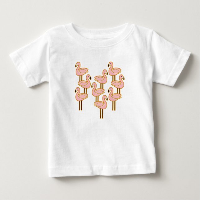 Camiseta De Bebé Flamingo de mediados del siglo (Anverso)