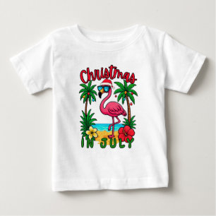 Camiseta De Bebé Flamingo de Navidad en Julio