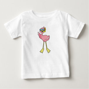 Camiseta De Bebé Flamingo en buceo con tubo