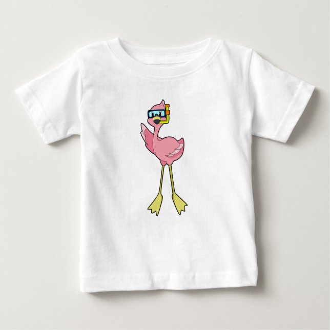 Camiseta De Bebé Flamingo en buceo con tubo (Anverso)