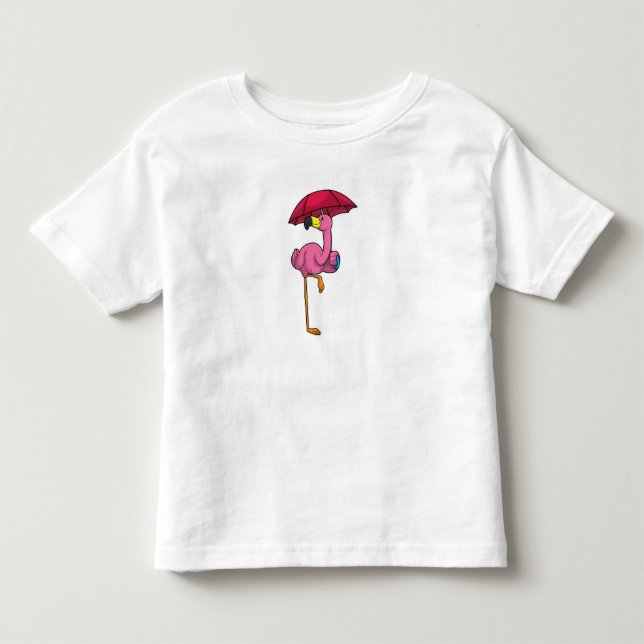 Camiseta De Bebé Flamingo en la lluvia con paraguas (Anverso)
