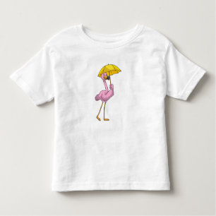Camiseta De Bebé Flamingo en la lluvia con paraguas