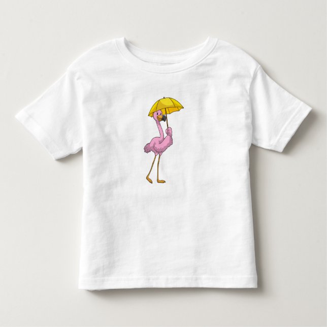 Camiseta De Bebé Flamingo en la lluvia con paraguas (Anverso)