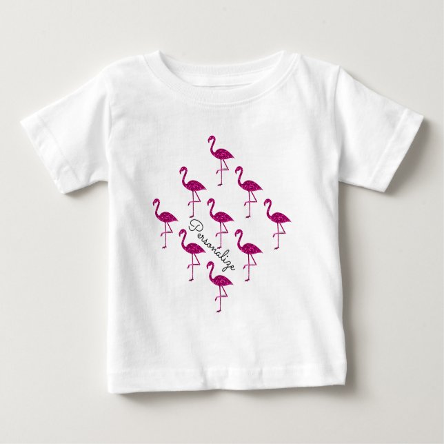 Camiseta De Bebé Flamingo espumoso purpurina rosa chispas Personali (Anverso)