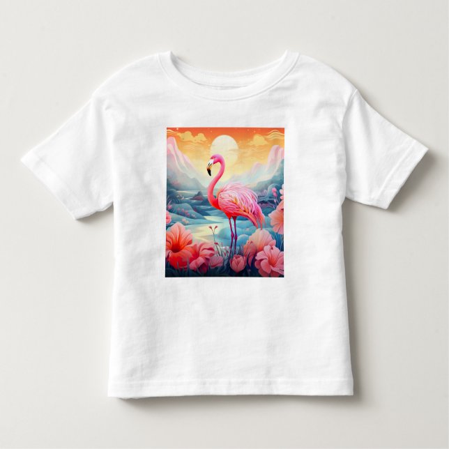 Camiseta De Bebé Flamingo tropical con flores (Anverso)