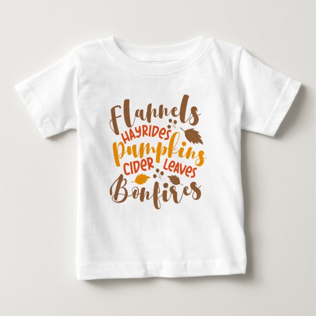 Camiseta De Bebé Flandes Hay Rides Pumpkins Cider Sale Fuegos (Anverso)