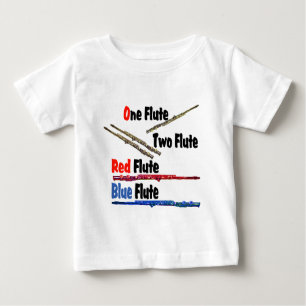 Camiseta De Bebé Flauta azul de flauta roja