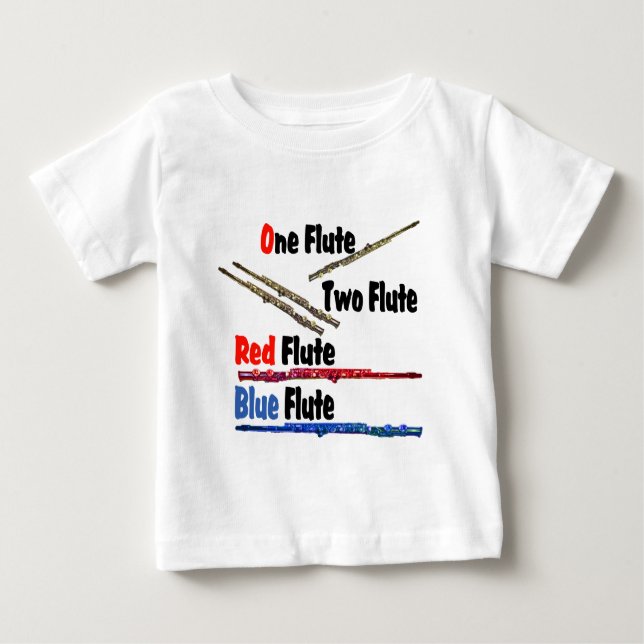 Camiseta De Bebé Flauta azul de flauta roja (Anverso)