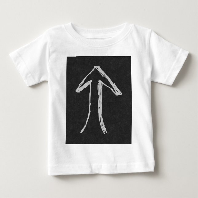 Camiseta De Bebé Flecha que destaca. Gris en fondo oscuro (Anverso)