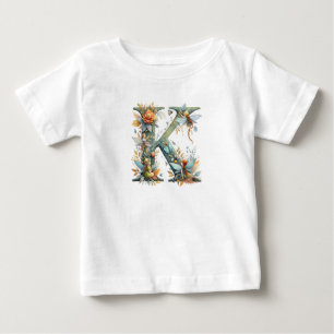 Camiseta De Bebé Flechas de color de agua verde Monograma K
