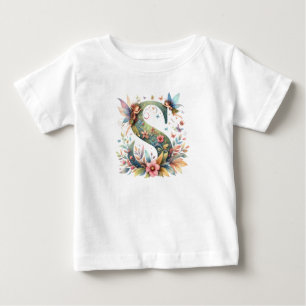 Camiseta De Bebé Flechas de color de agua verde Monograma S