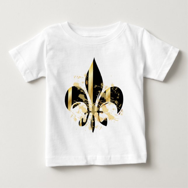 Camiseta De Bebé Fleur de Lis negro y oro (Anverso)