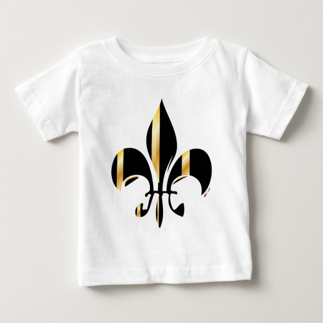 Camiseta De Bebé Fleur de Lis negro y oro (Anverso)