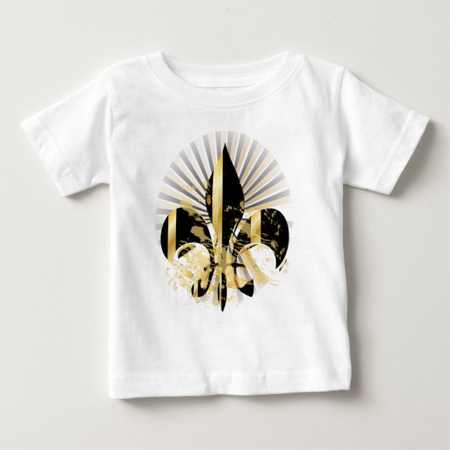 Camiseta De Bebé Fleur de Lis negro y oro (Anverso)