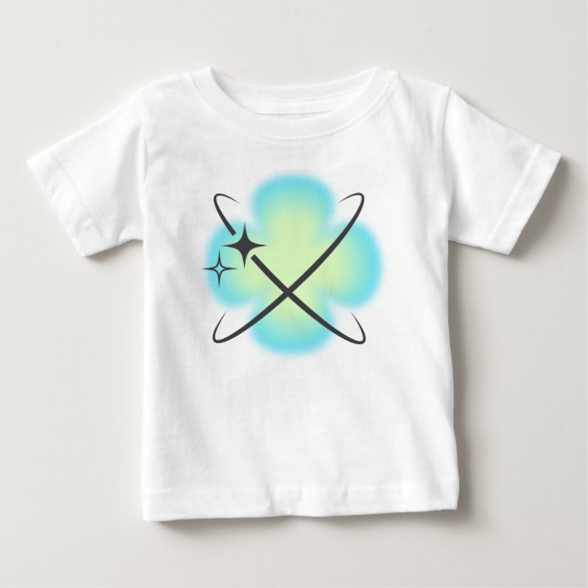 Camiseta De Bebé Flor Atómica Retro Teal (Anverso)